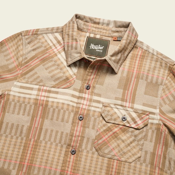 Howler Brothers Harker's Flannel Connor Plaid Tan Men's LG NWT $89 - Picture 2 of 10